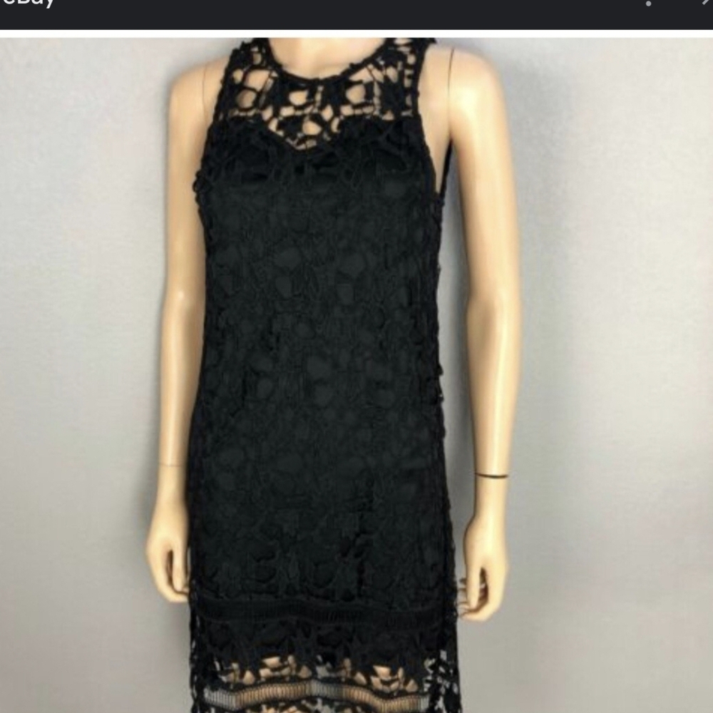 FRANCHESCA Chic Black Lace Midi Dress